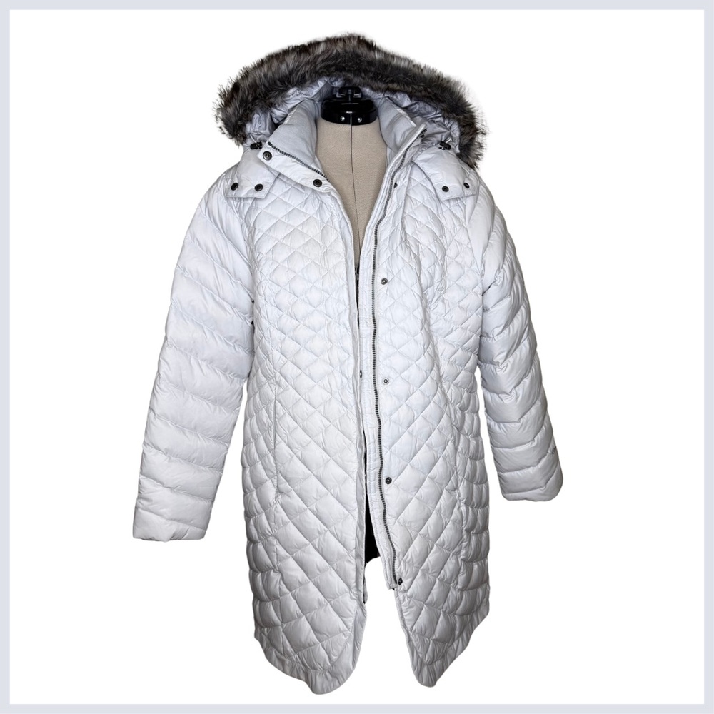 XXL - EUC - Eddie Bauer Off-White Hooded Down Puffer Jacket - Alpendown